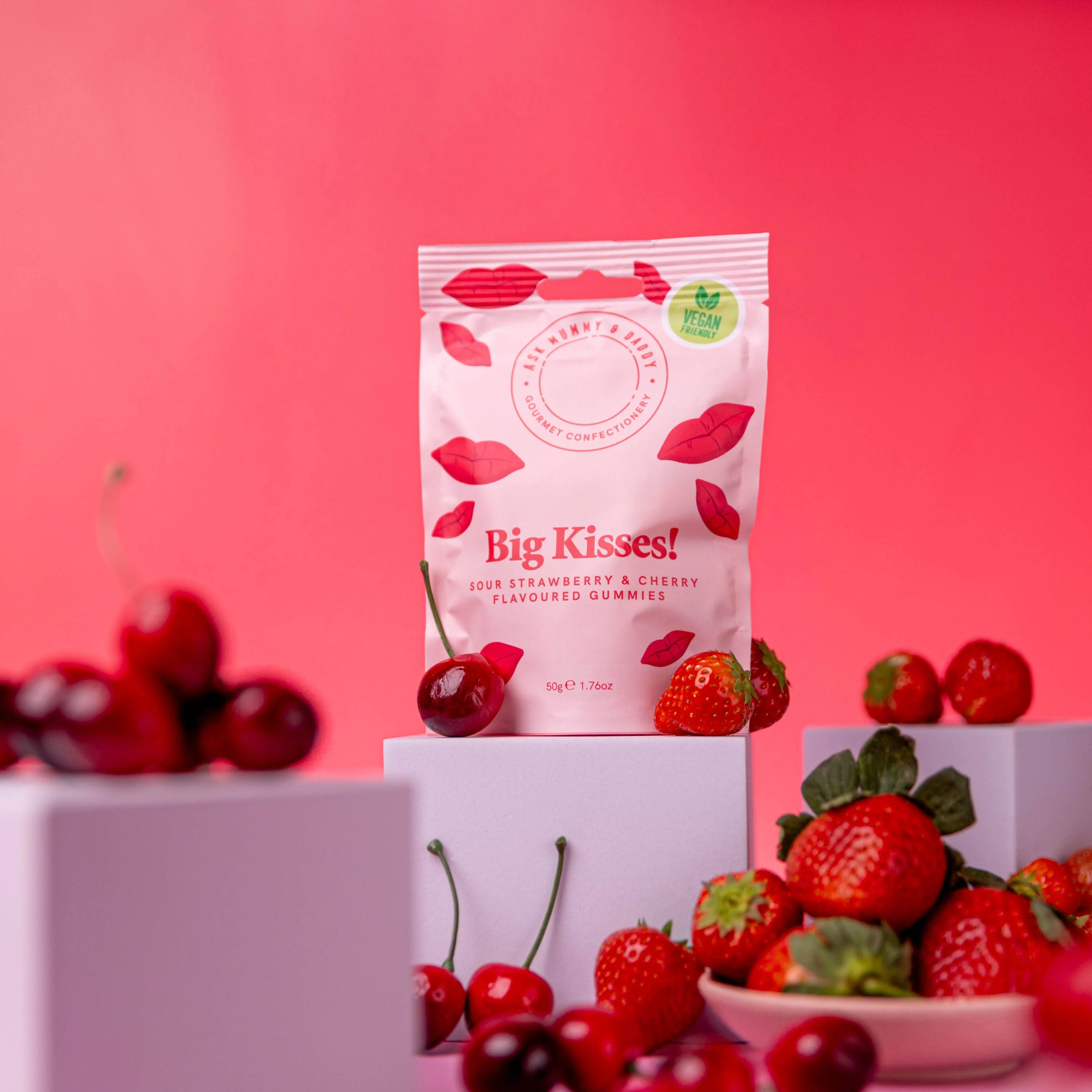 Big Kisses Sour Strawberry & Cherry Flavoured Gummies