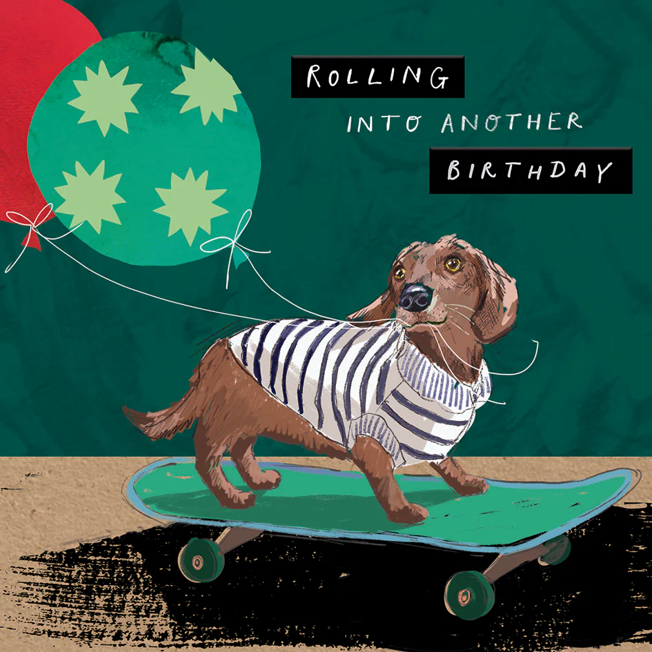 Mind Charity Skateboarding Sausage Dog Card