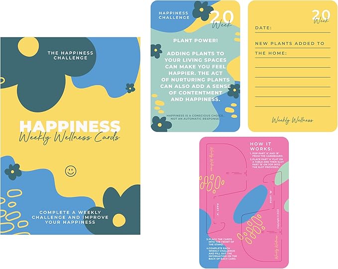 Happiness Weekly Wellness Cards – 52 Challenges & Display Stand - Image 3