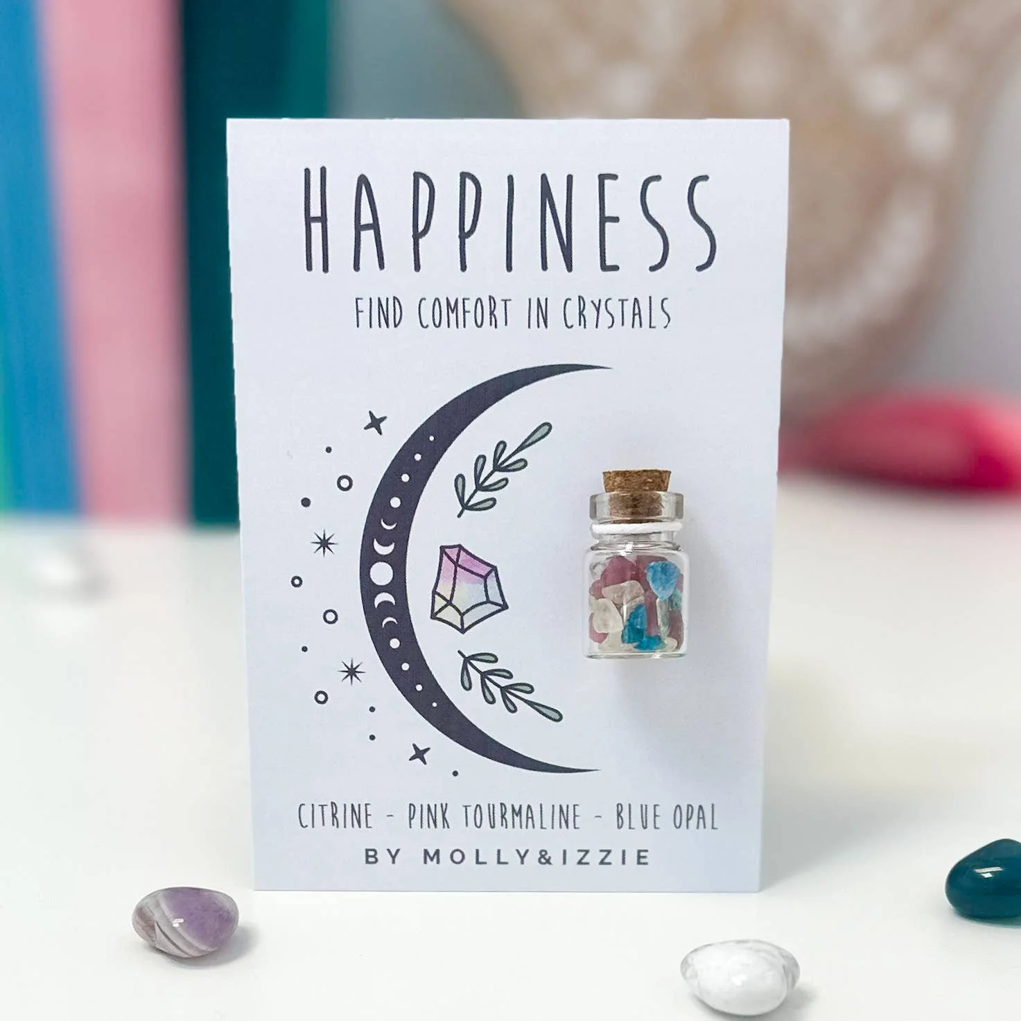 Mini Crystal Jar Happiness Gift – Boho Sentiment Card