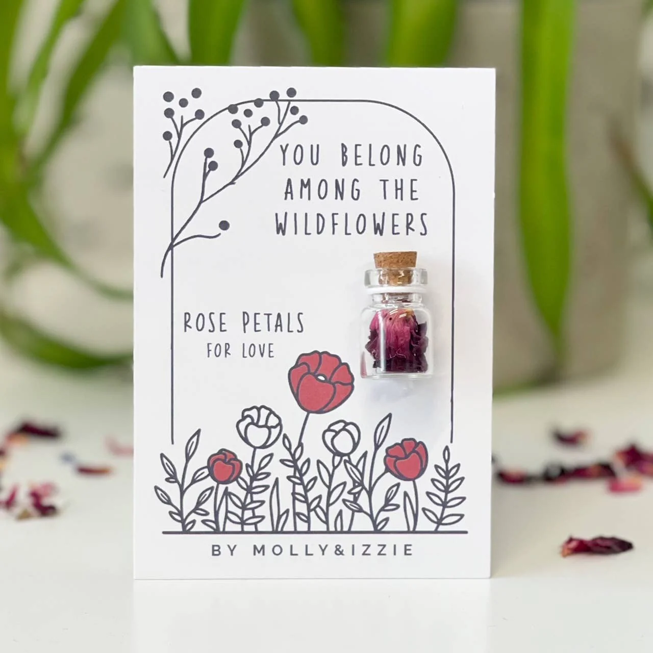 Mini Dried Rose Petal Jar – Thoughtful Gift on A7 Card