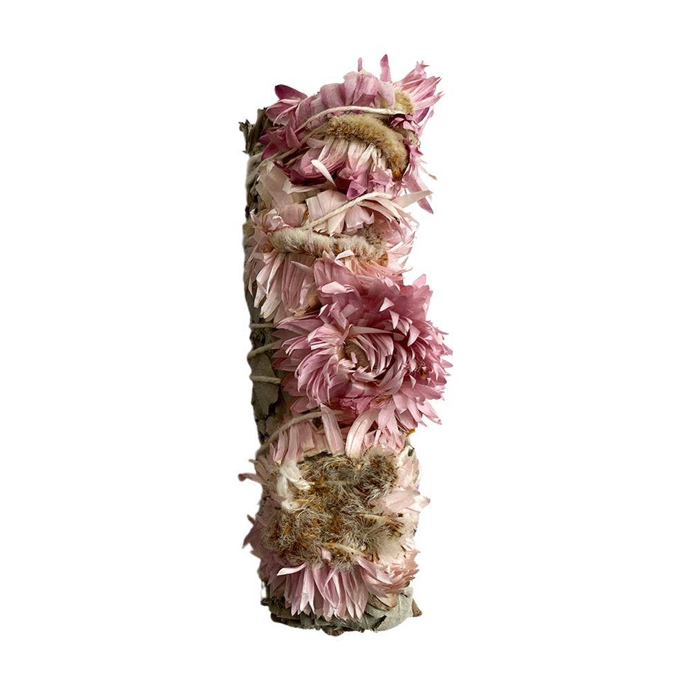 Pink Sunflower & White Sage Smudge Stick