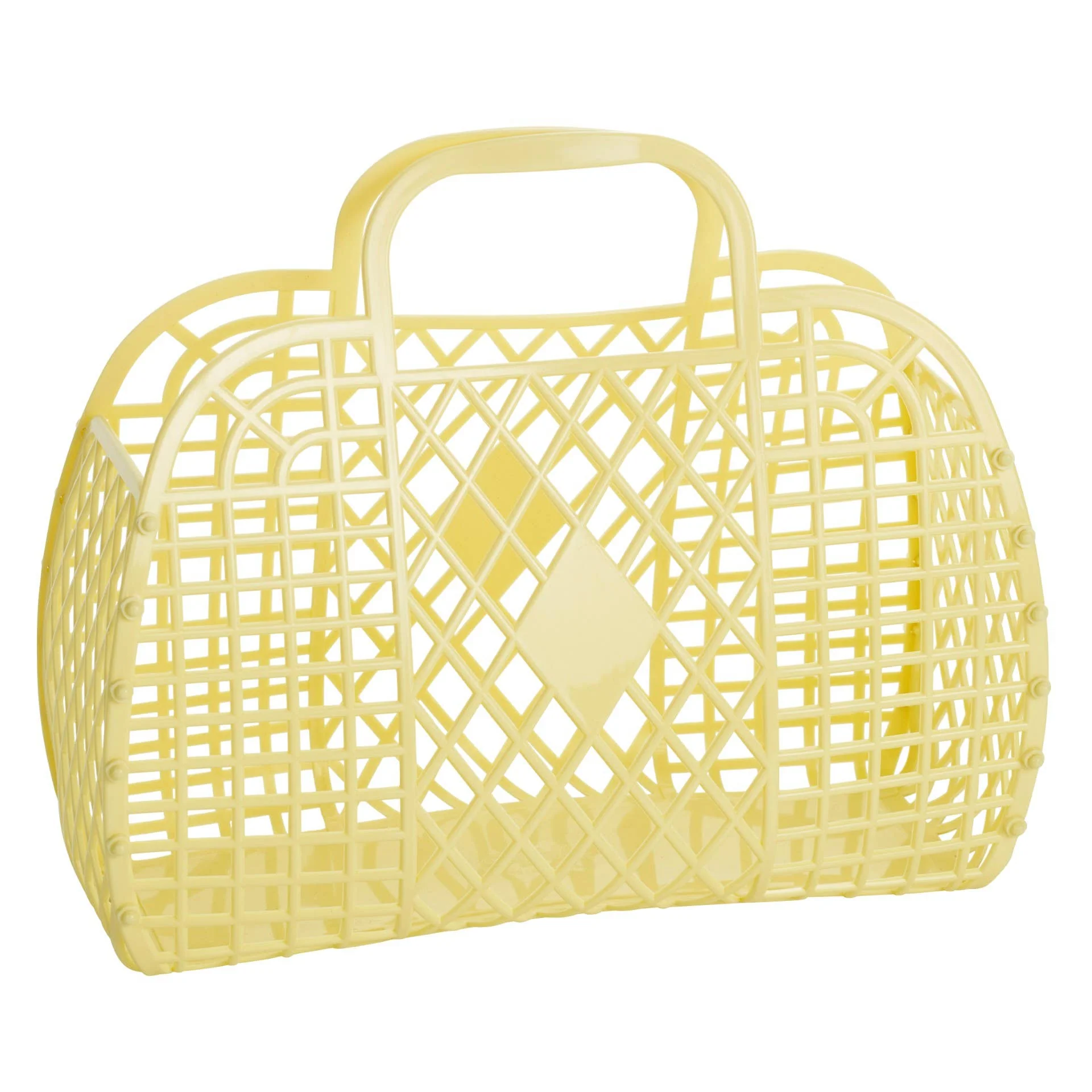 Retro Basket – Classic Jelly Bag for Beach, Shopping & Everyday Use - Large Yellow