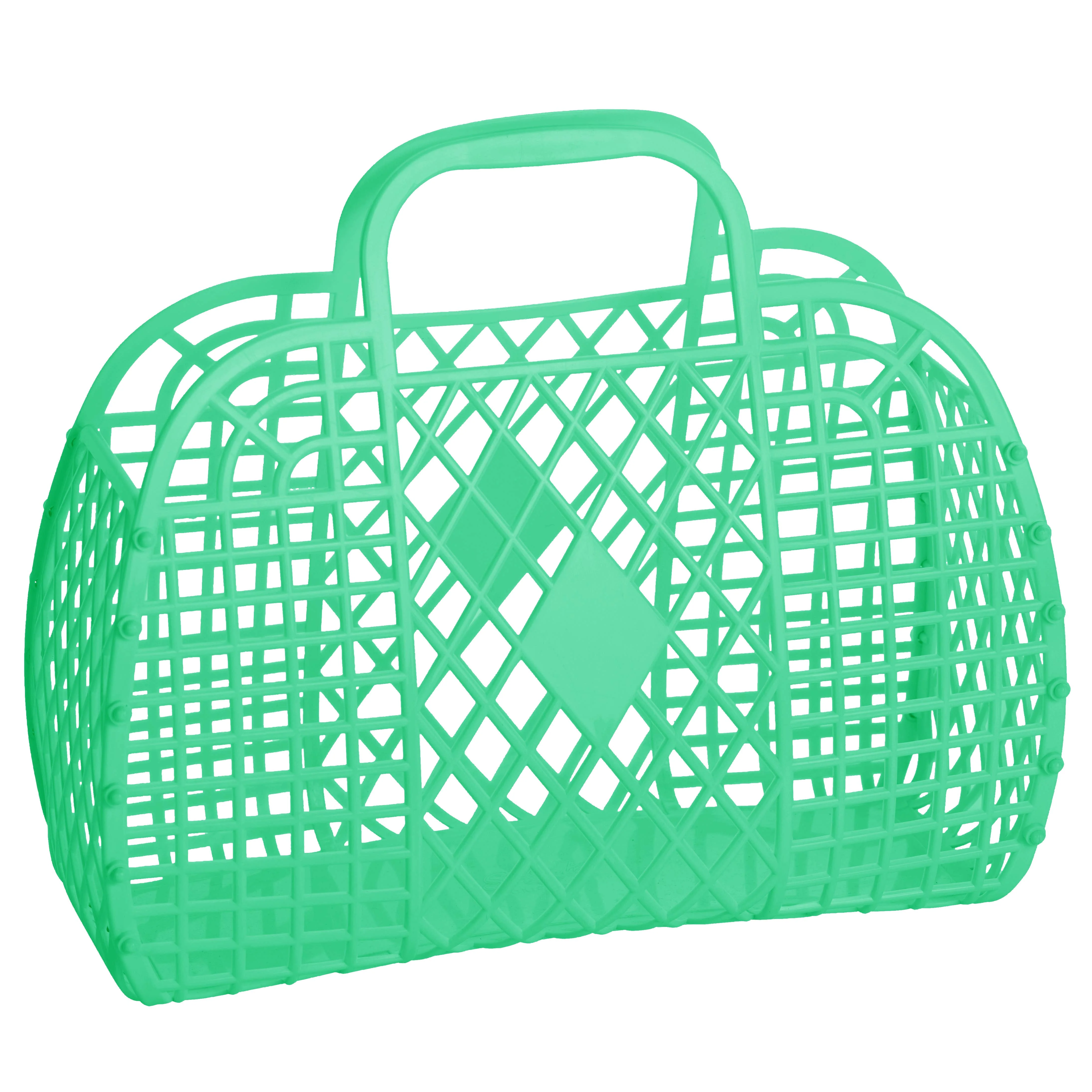 Retro Basket – Classic Jelly Bag for Beach, Shopping & Everyday Use - Large Yellow - Image 11