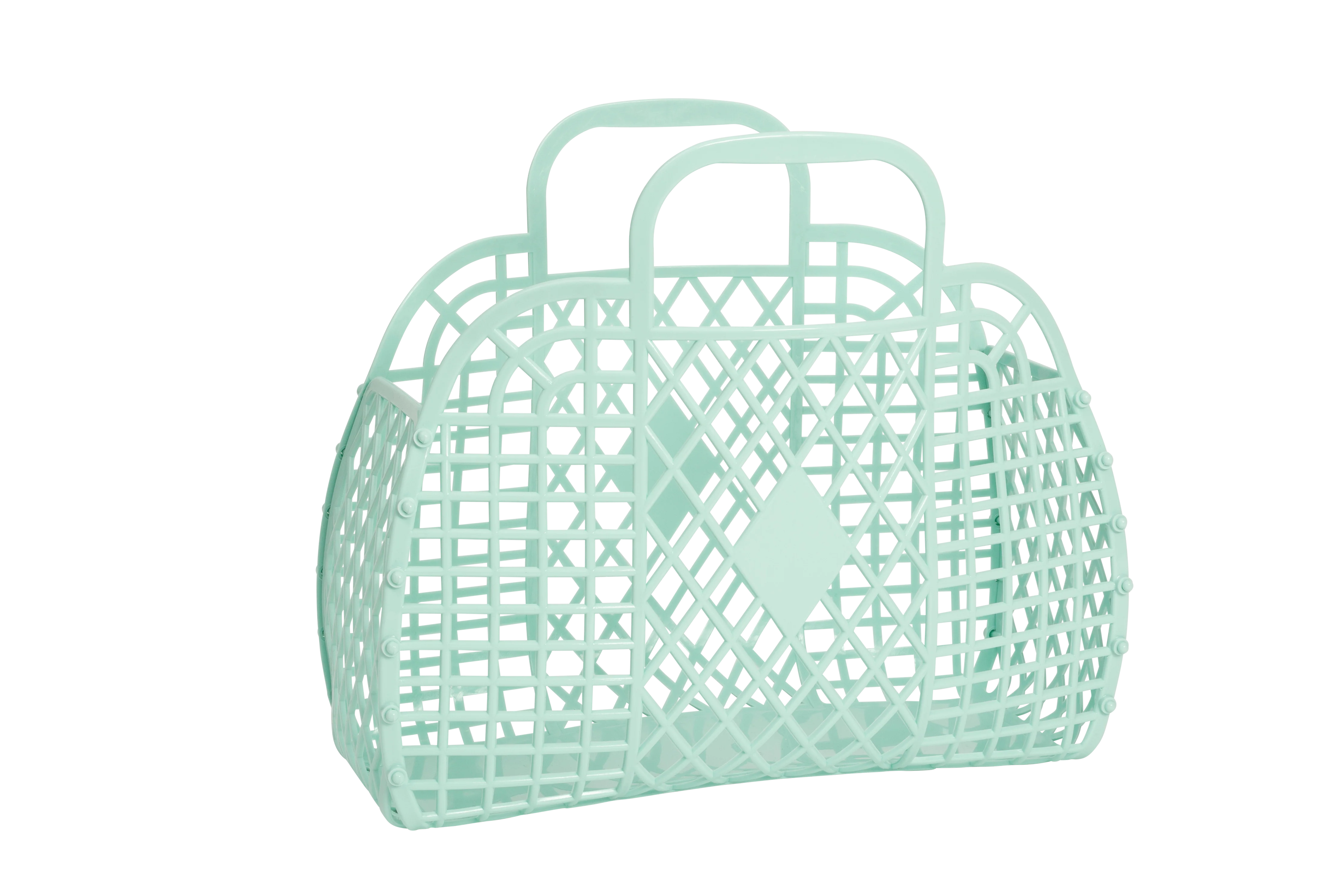 Retro Basket – Classic Jelly Bag for Beach, Shopping & Everyday Use - Large Yellow - Image 3