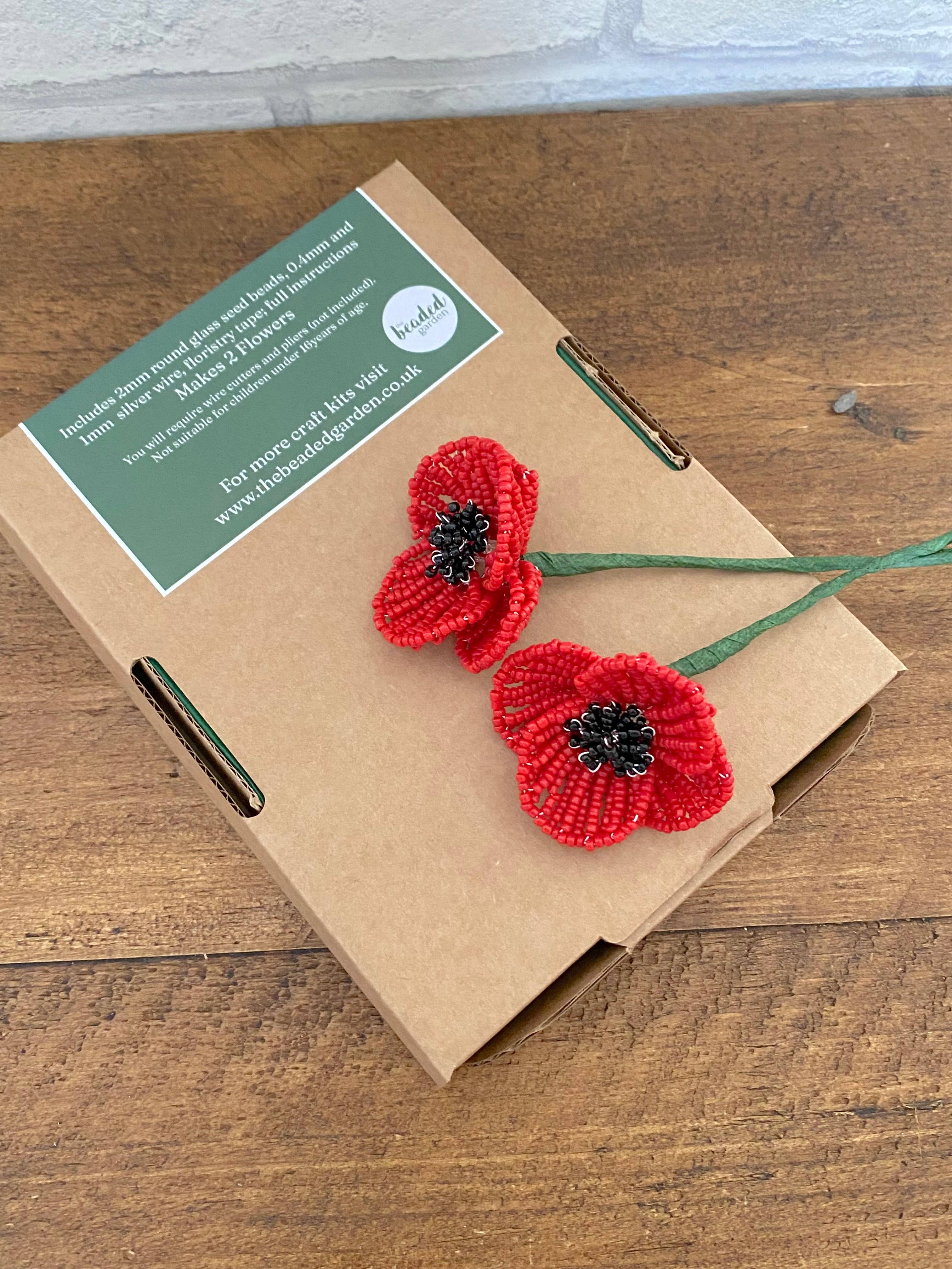 Poppy Beaded Flower Craft Kit – DIY Forever Flowers - Image 2