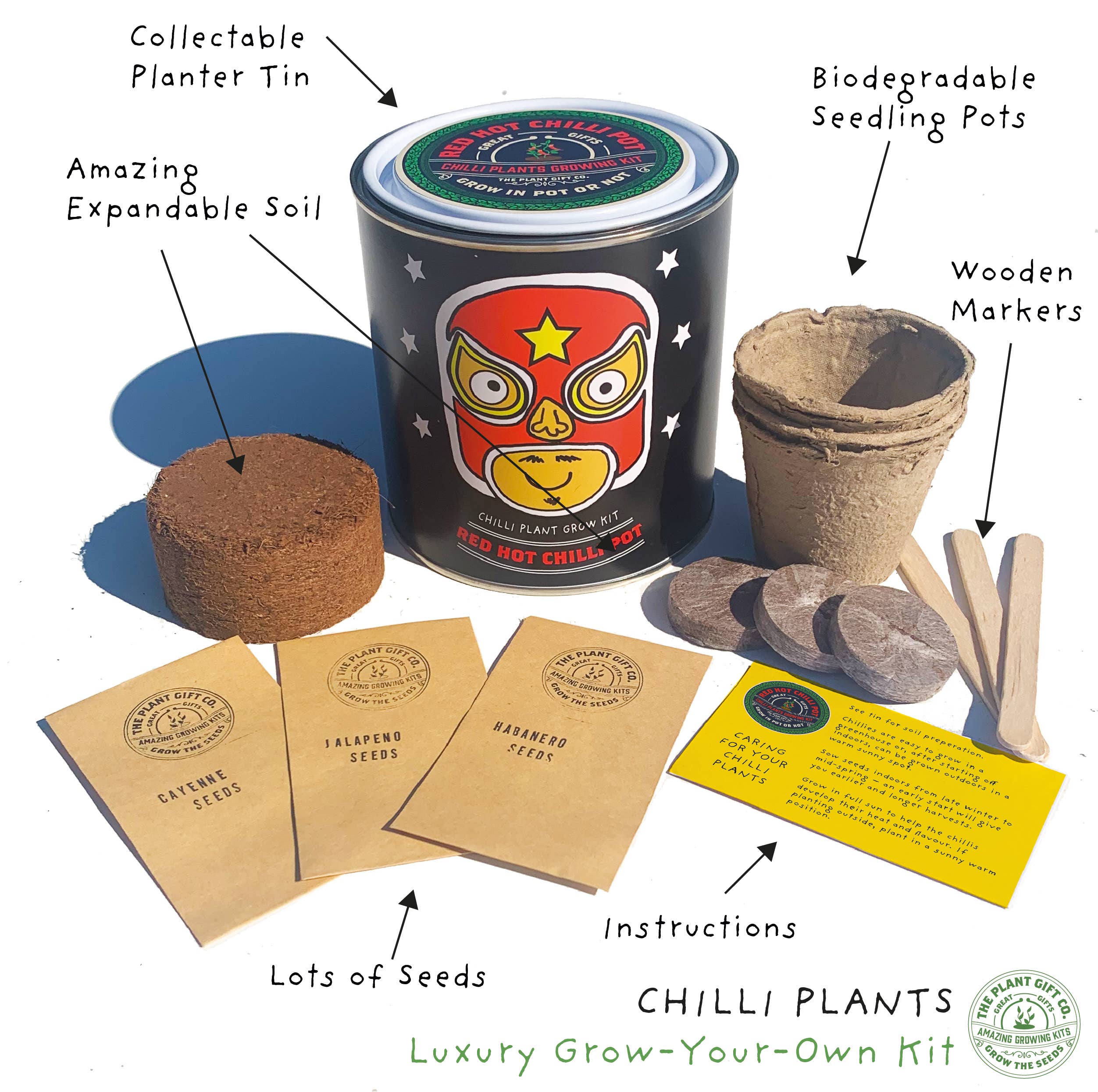 The Plant Gift Co. - Red Hot Chilli Pot. Grow Your Own Plant Kit, Gardening Gift - Image 3