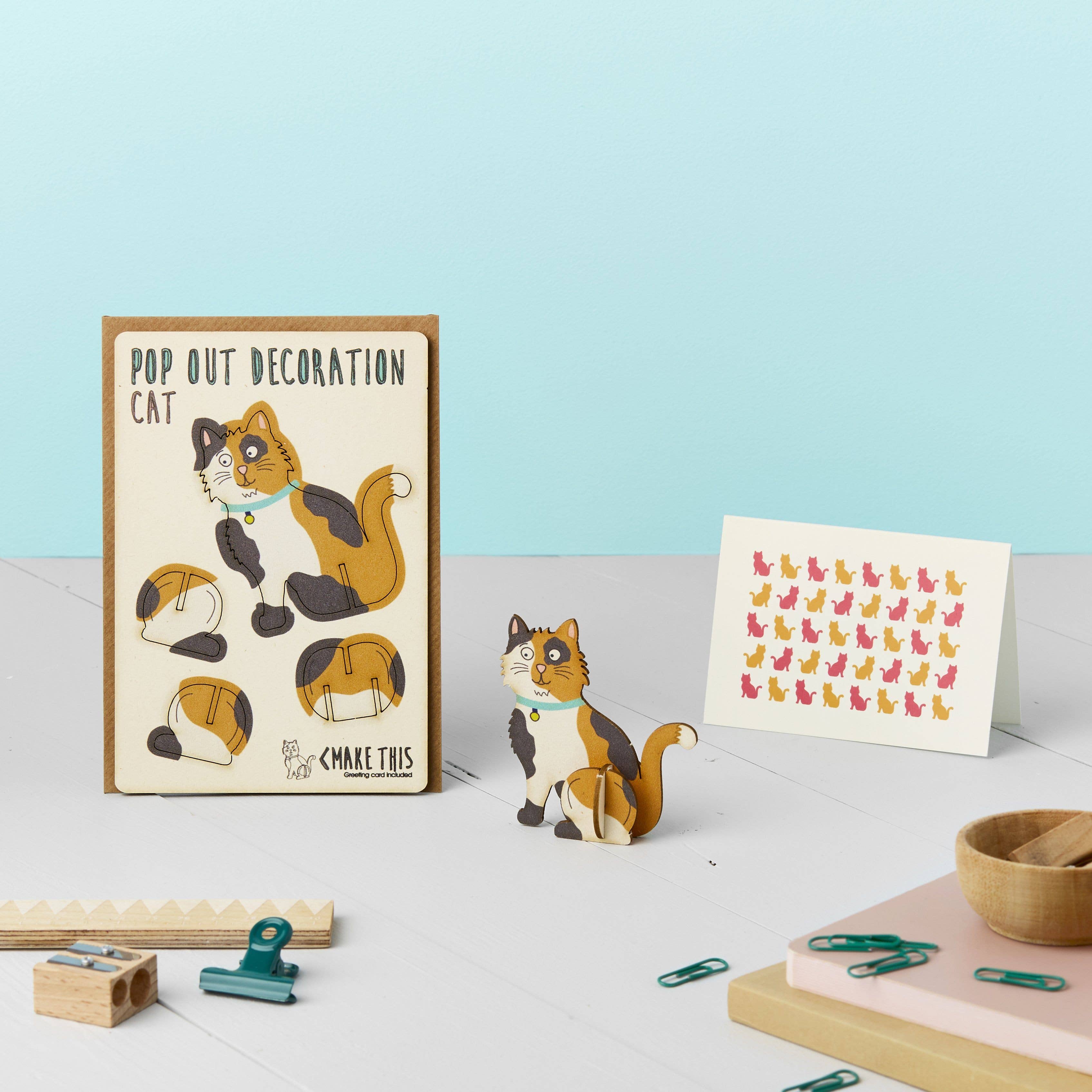 Pop Out Calico Cat Decoration and Greetings Card - Image 2