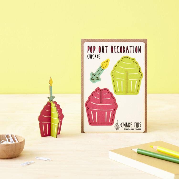 Pop Out Cupcake Decoration and Greetings Card - Image 2