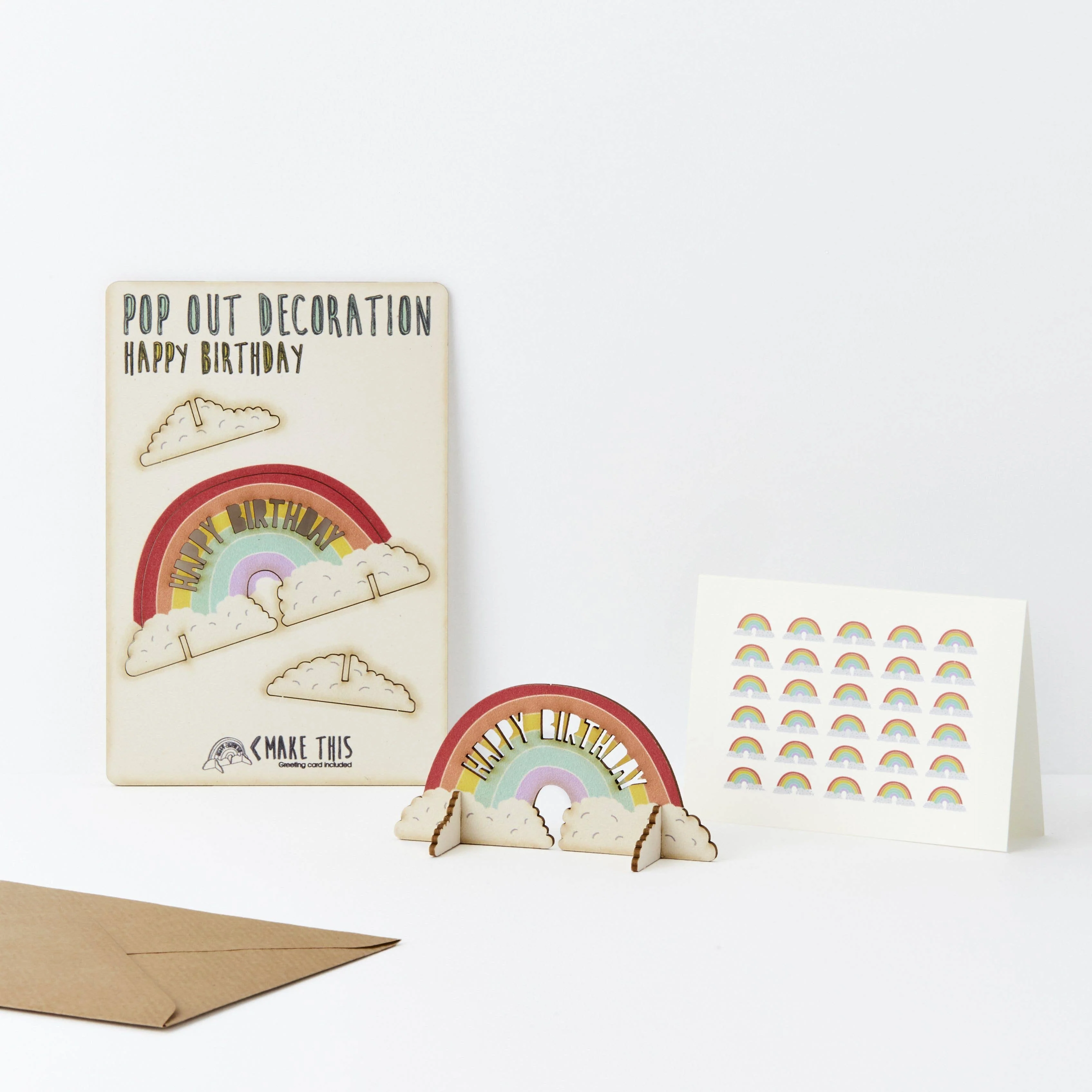 Pop Out Happy Birthday Rainbow Decoration and Greetings Card