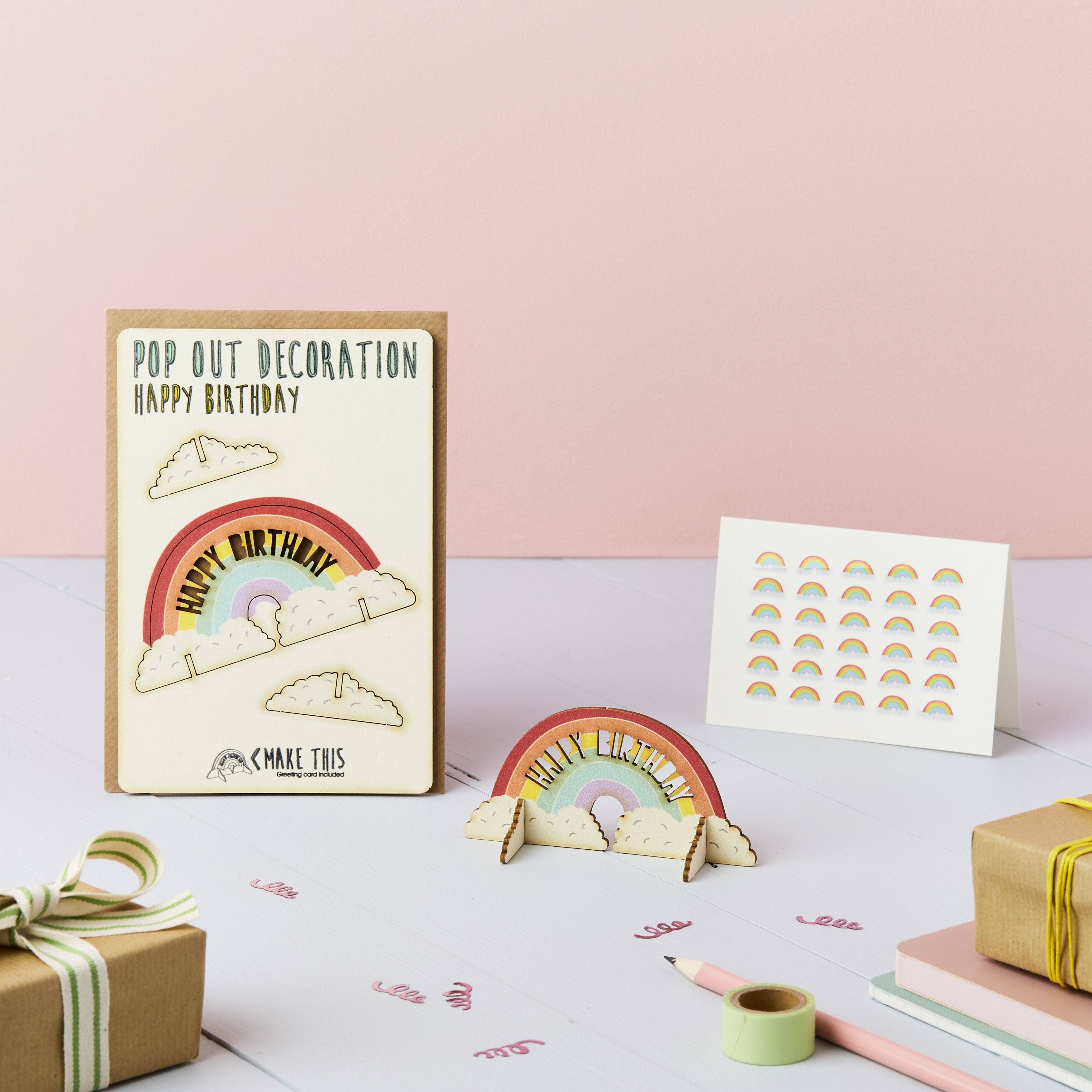 Pop Out Happy Birthday Rainbow Decoration and Greetings Card - Image 2
