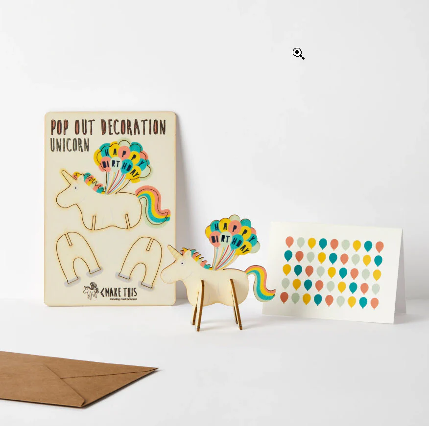 Pop Out Happy Birthday Unicorn Decoration and Greetings Card