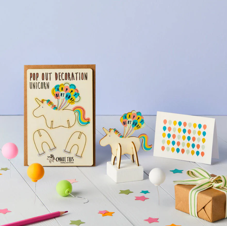 Pop Out Happy Birthday Unicorn Decoration and Greetings Card - Image 2