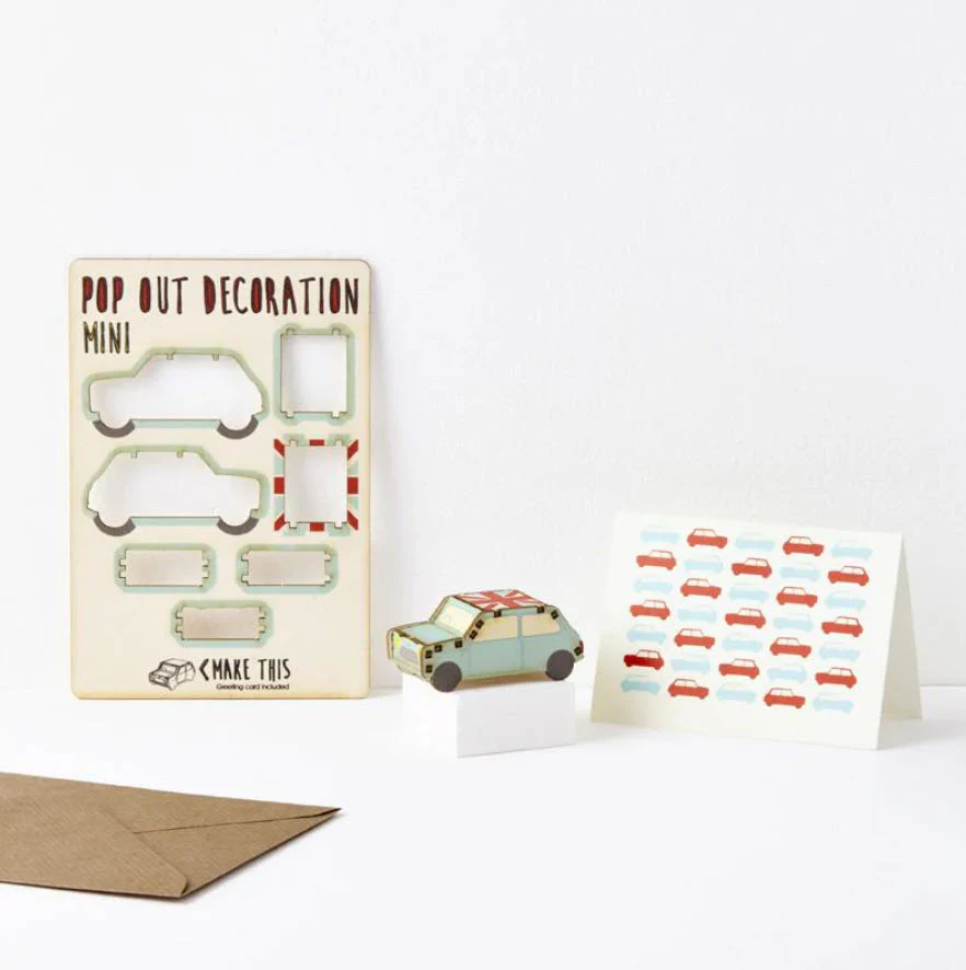 Pop Out Mini Cooper Decoration and Greetings Card