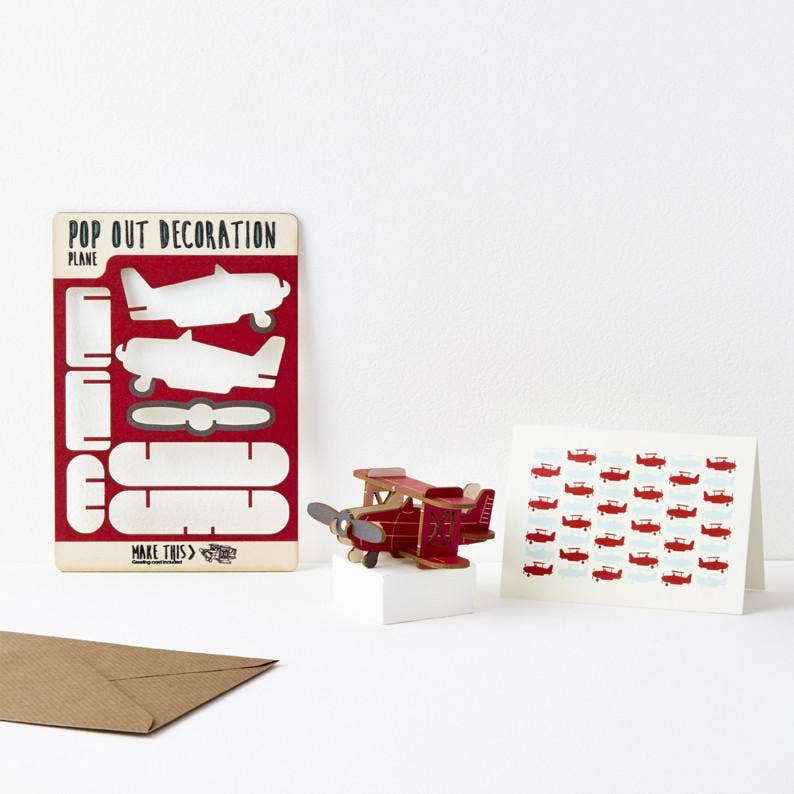 Pop Out Plane Greeting Decoration and Greetings Card