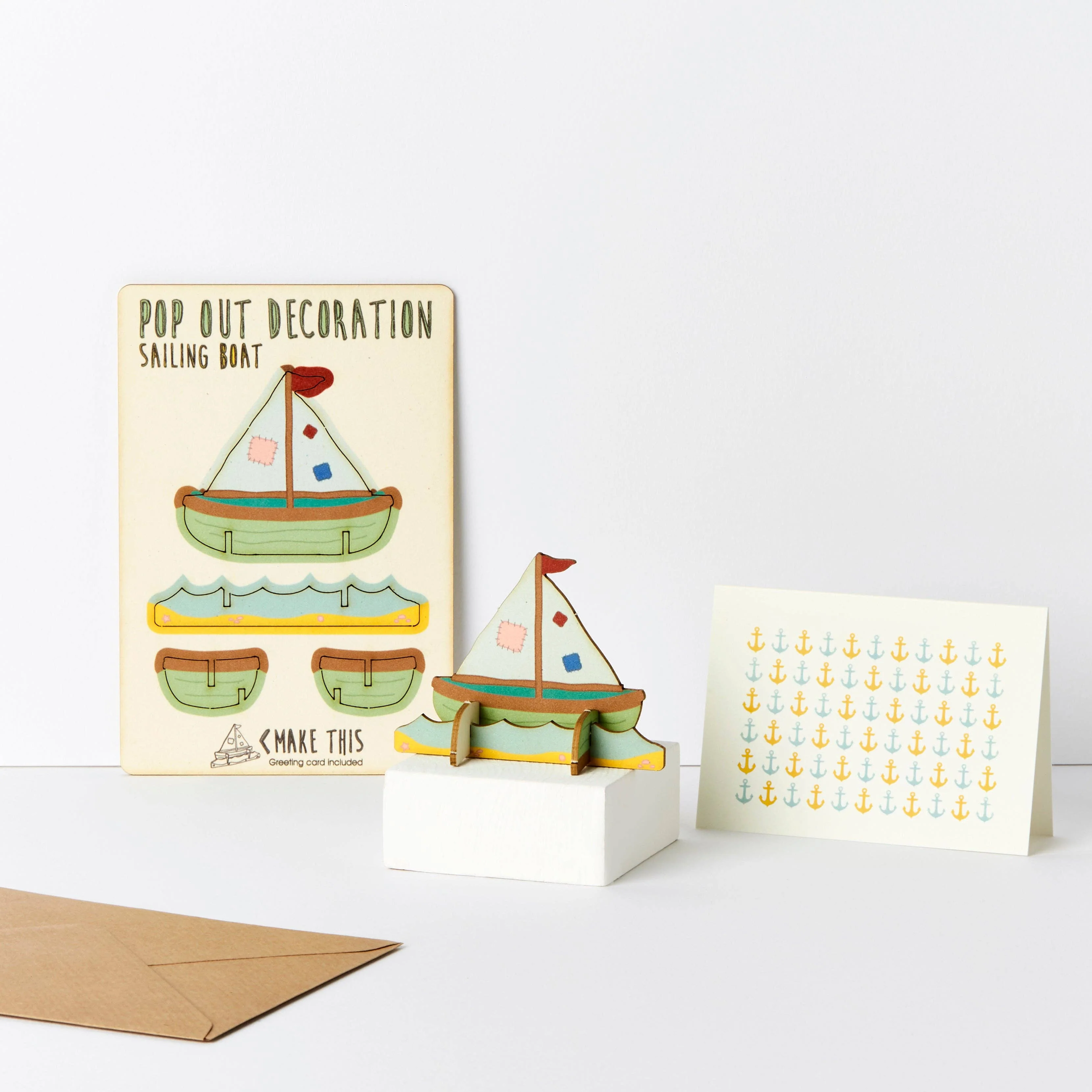 Pop Out Sailing Boat Decoration and Greetings Card