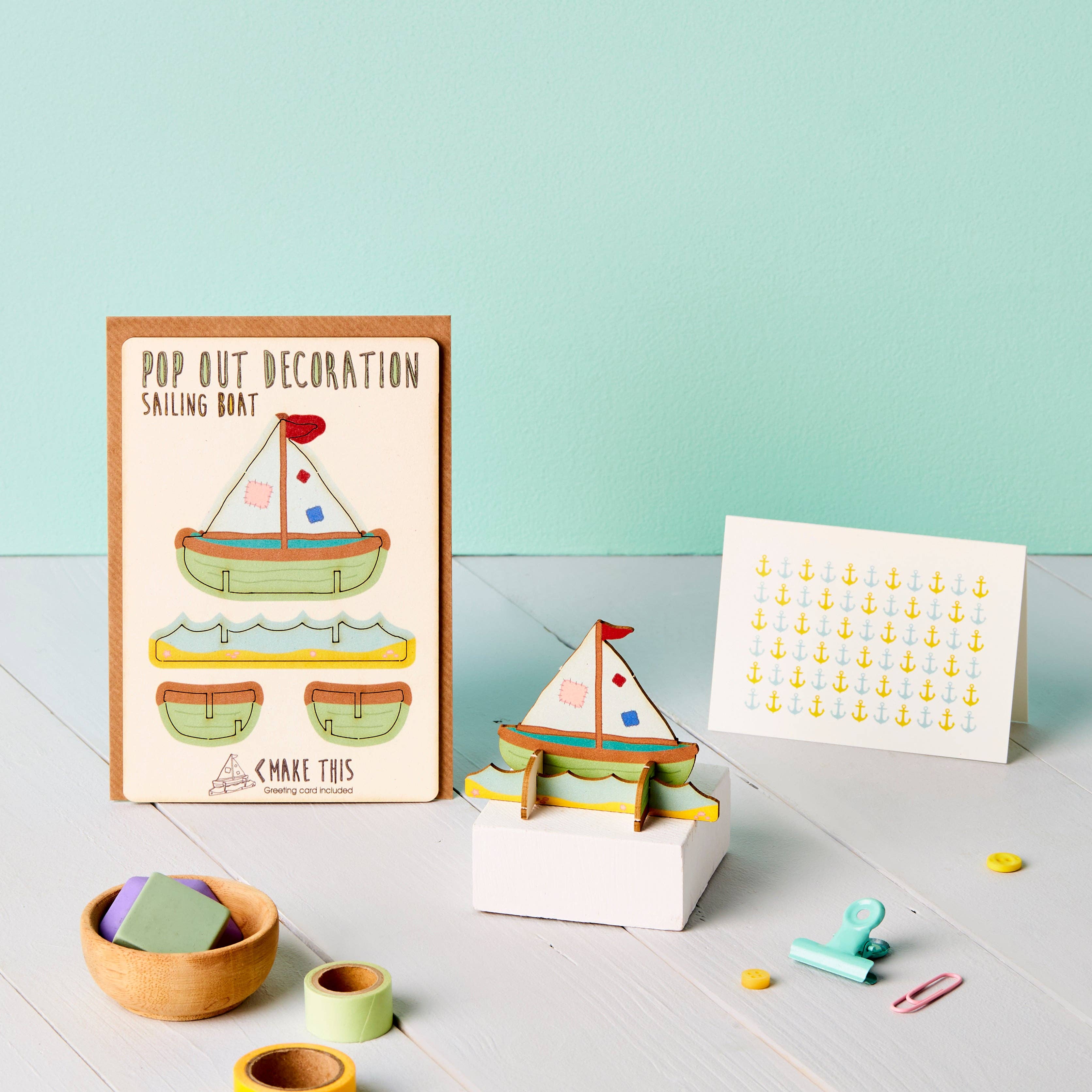 Pop Out Sailing Boat Decoration and Greetings Card - Image 2