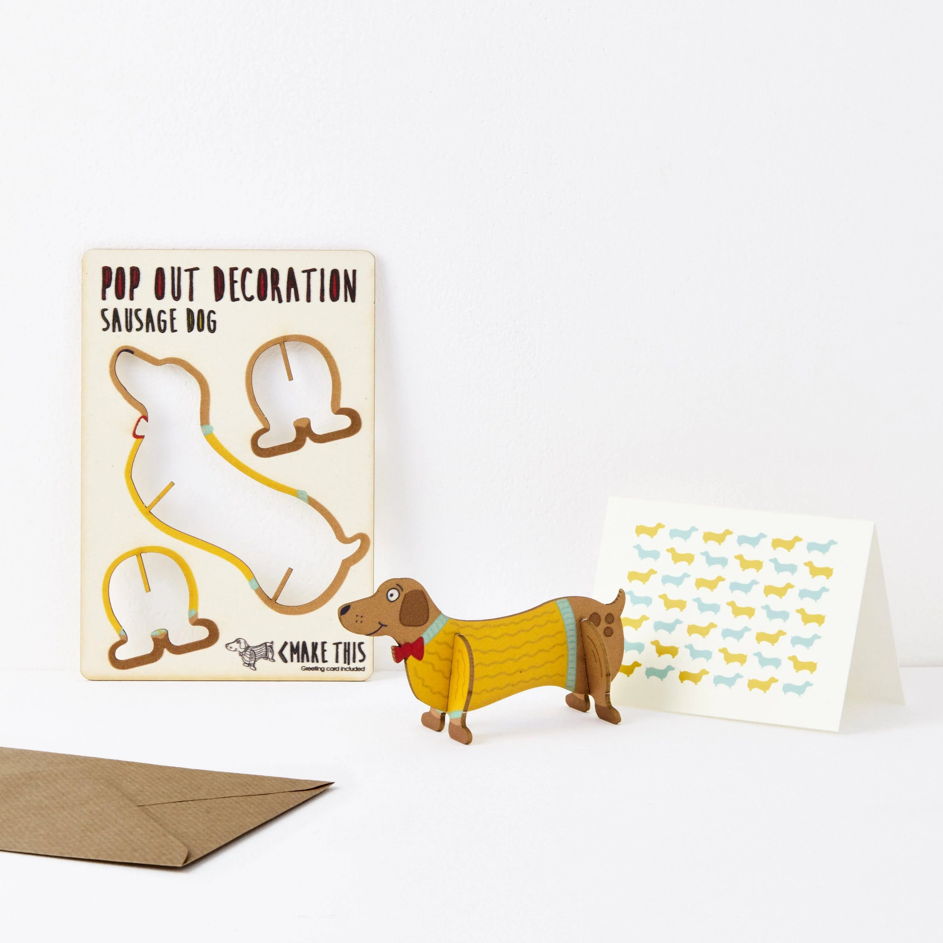 Pop Out Sausage Dog Decoration and Greetings Card