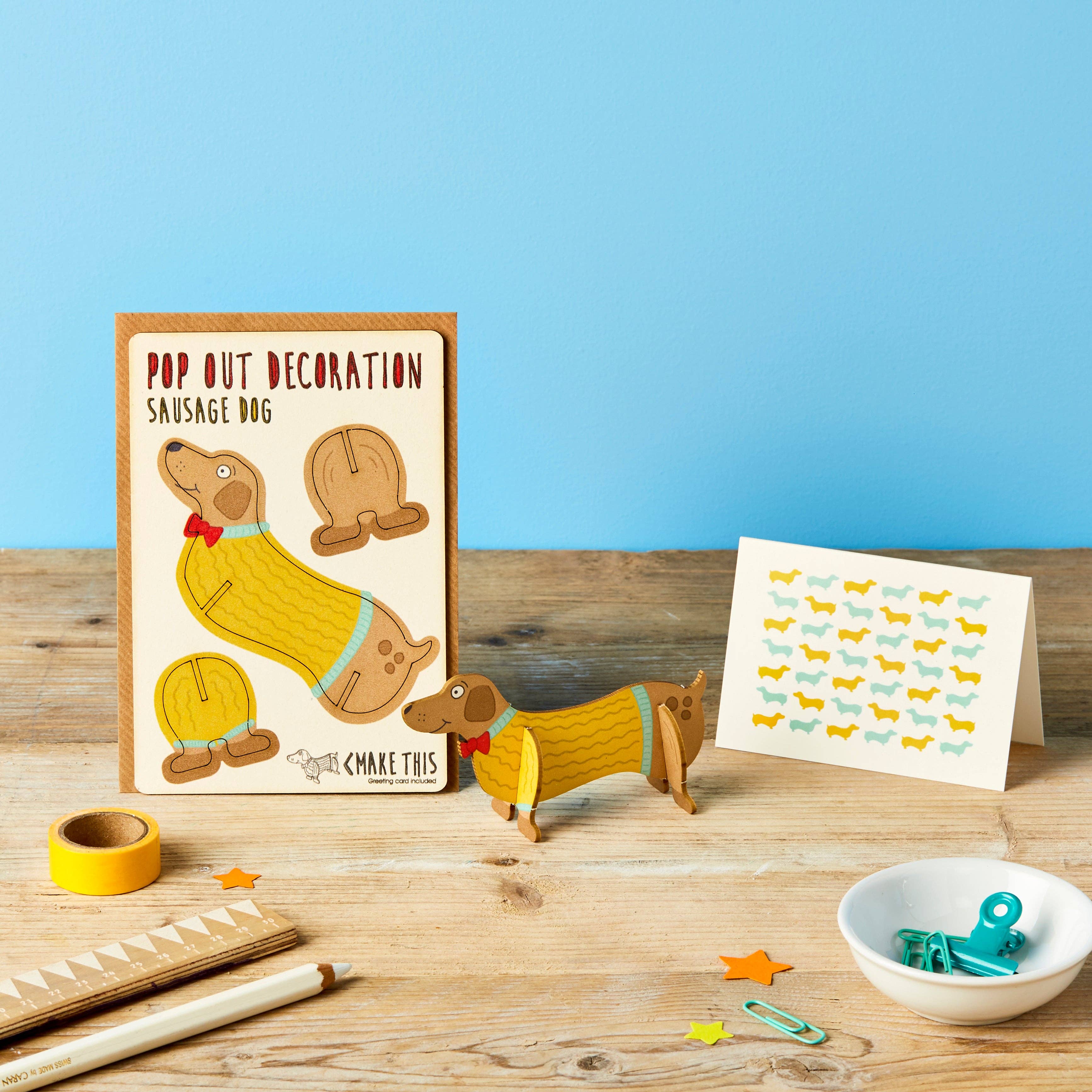 Pop Out Sausage Dog Decoration and Greetings Card - Image 2