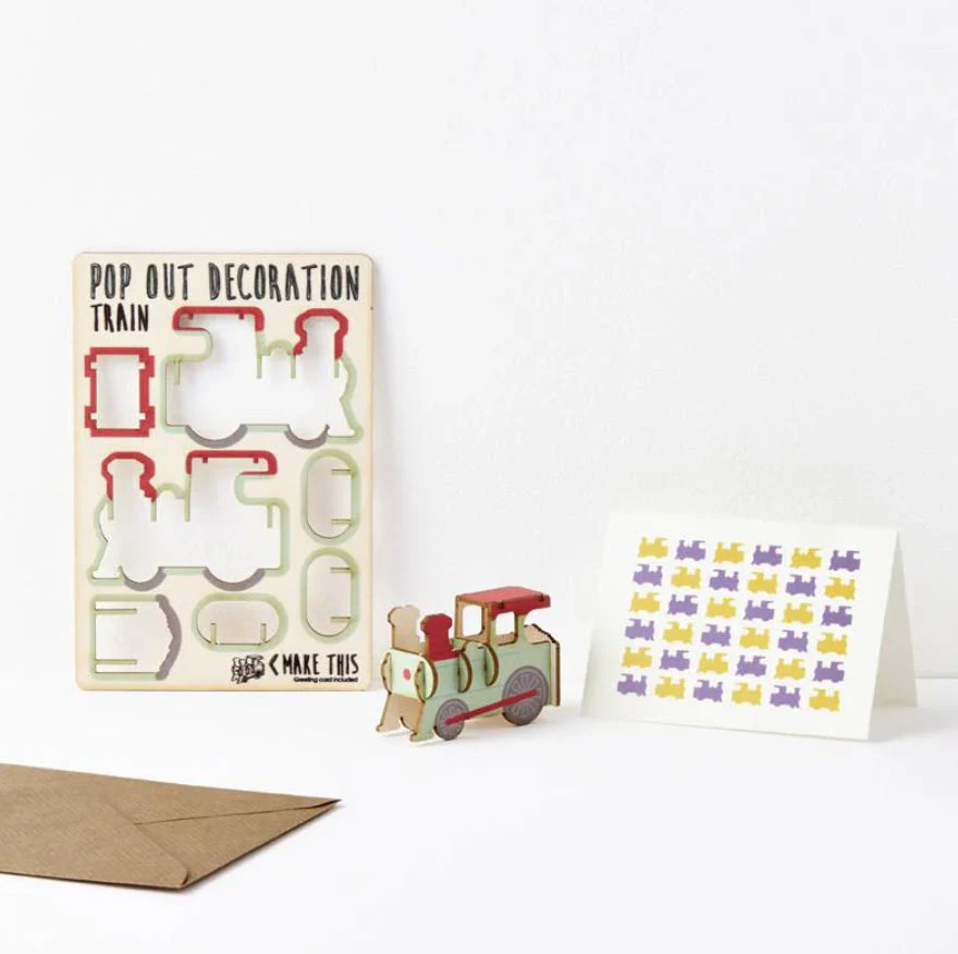 Pop Out Train Decoration and Greetings Card