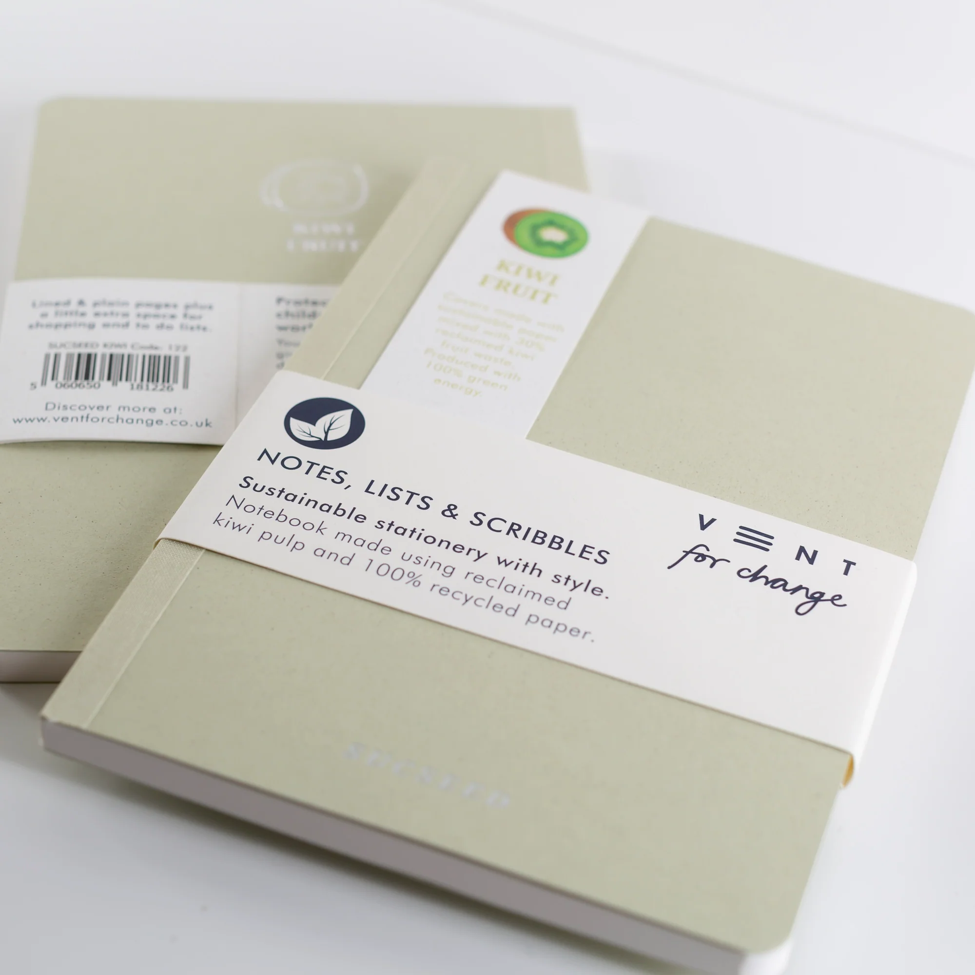 VENT for Change SUCSEED Recycled A5 Notebooks with Reclaimed Kiwi Fruit - Image 3