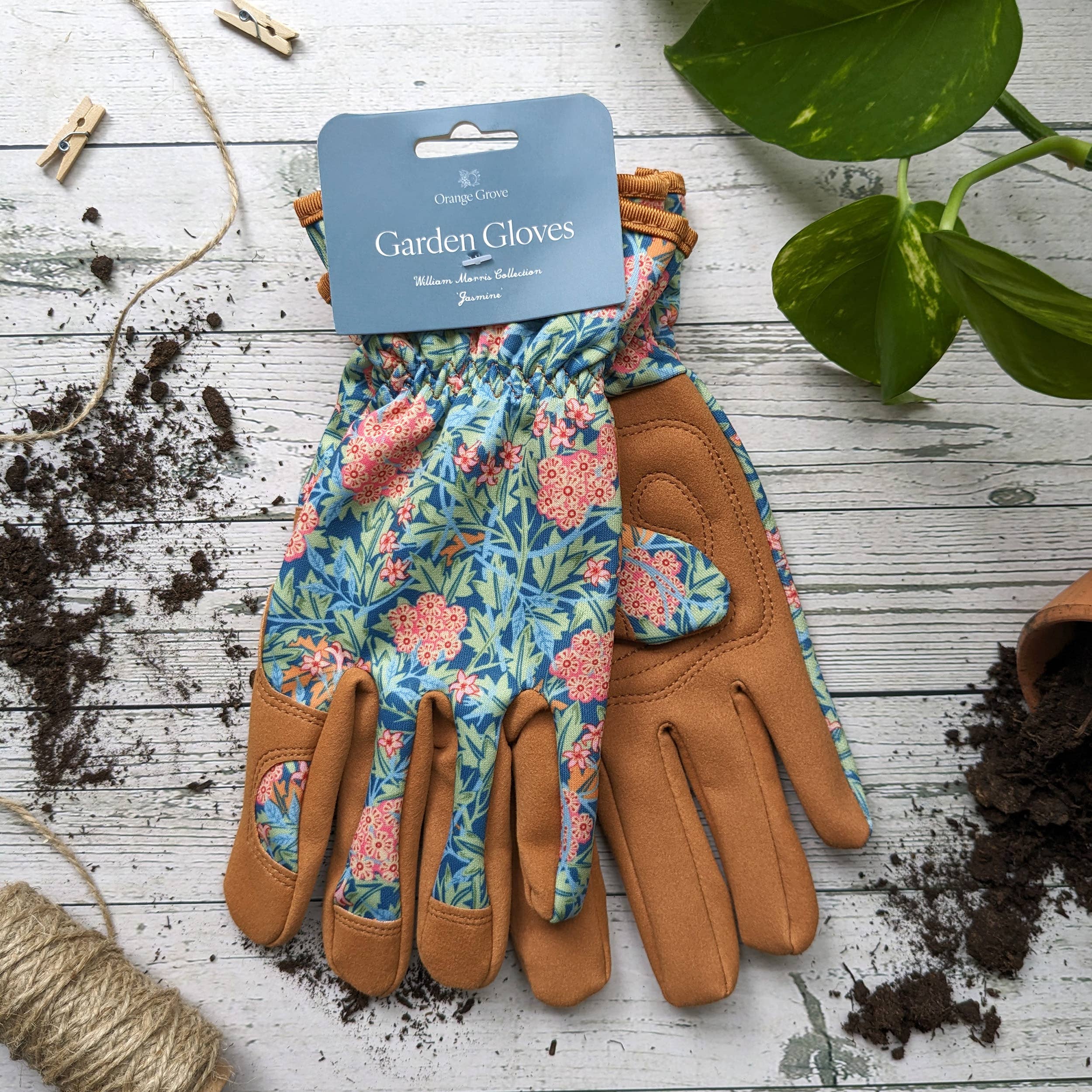 William Morris Jasmine Pink Orange Grove Gardening Gloves